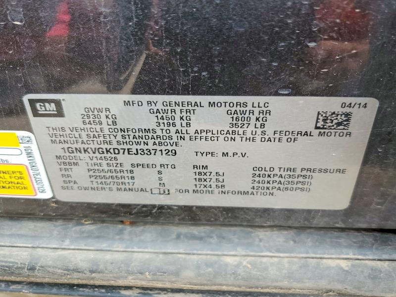 Aukcja sprzedaży 2014 Chevrolet Traverse, vin: 1GNKVGKD7EJ337129, numer aukcji: 55114306