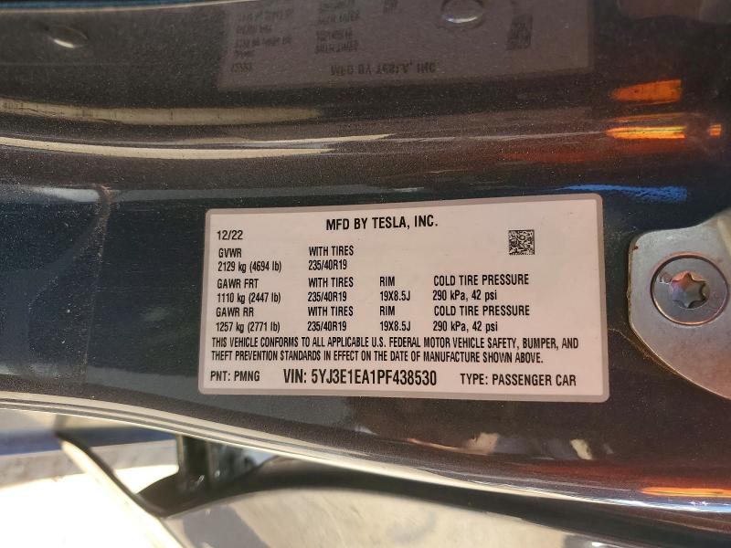 Aukcja sprzedaży 2023 Tesla Model 3, vin: 5YJ3E1EA1PF438530, numer aukcji: 53343126