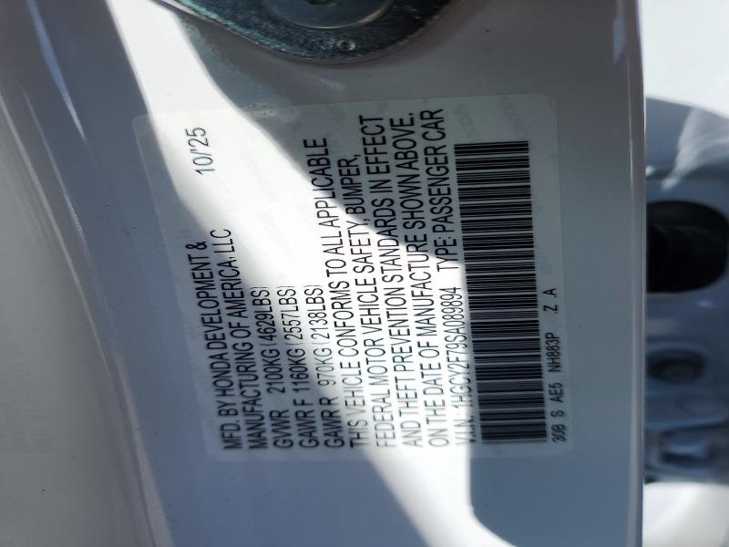 Aukcja sprzedaży 2025 Honda Accord, vin: 1HGCY2F79SA089894, numer aukcji: 52567486
