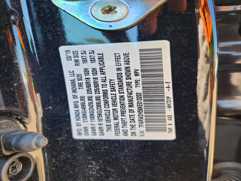 2019 Honda Cr-v მანქანა იყიდება აუქციონზე, vin: 7FARW2H56KE013202, აუქციონის ნომერი: 53604596