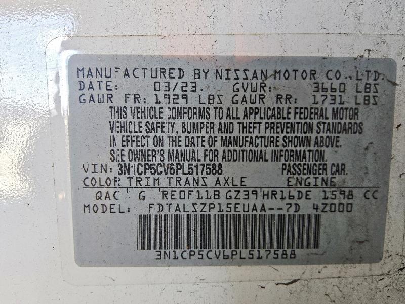 54996406 :رقم المزاد ، 3N1CP5CV6PL517588 vin ، 2023 Nissan Kicks مزاد بيع