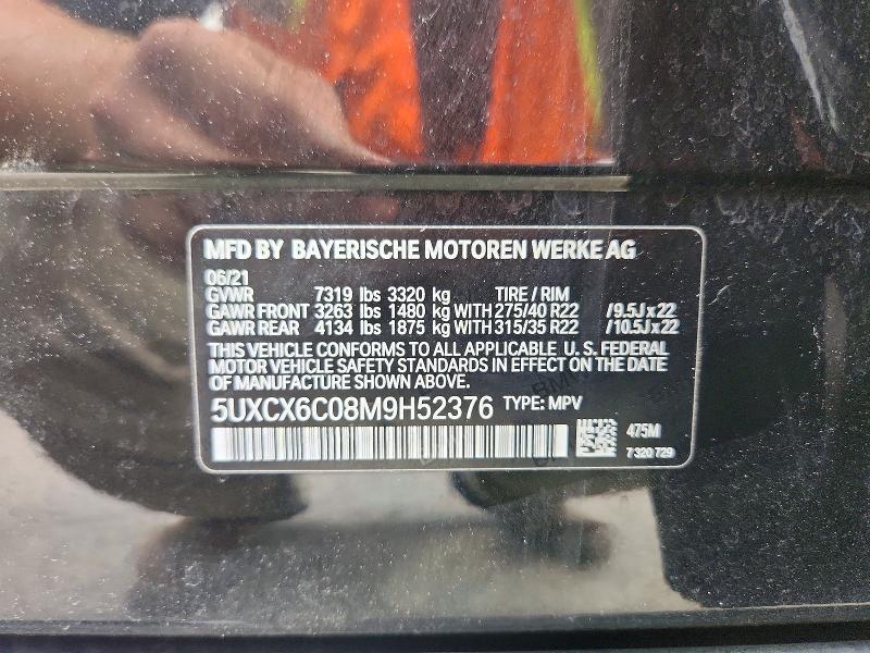 55349536 :رقم المزاد ، 5UXCX6C08M9H52376 vin ، 2021 Bmw X7 مزاد بيع