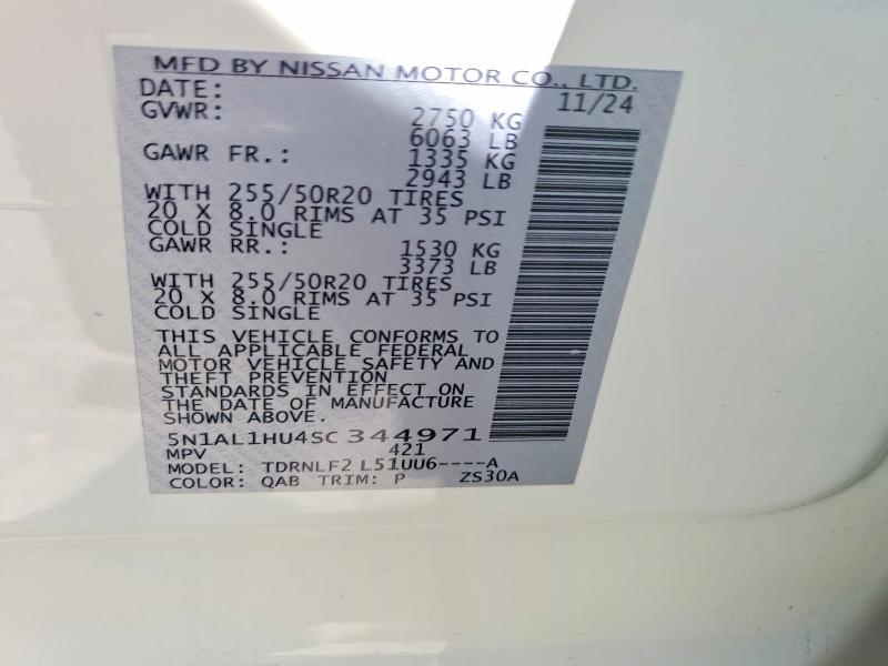Aukcja sprzedaży 2025 Infiniti Qx60, vin: 5N1AL1HU4SC344971, numer aukcji: 53990296