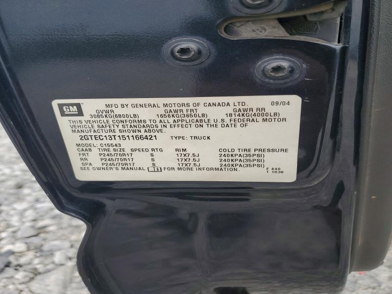Aukcja sprzedaży 2005 Gmc New Sierra, vin: 2GTEC13T151166421, numer aukcji: 52150666