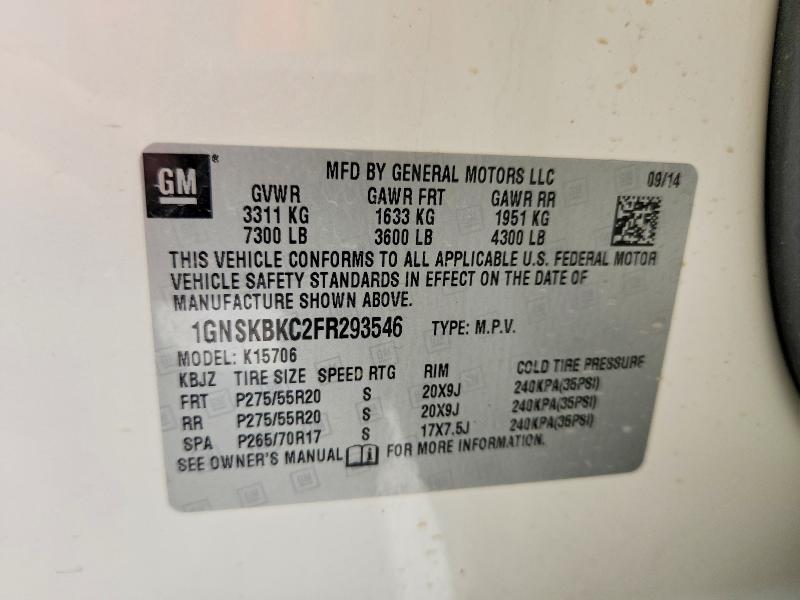Продажа на аукционе авто 2015 Chevrolet Tahoe, vin: 1GNSKBKC2FR293546, номер лота: 55602646