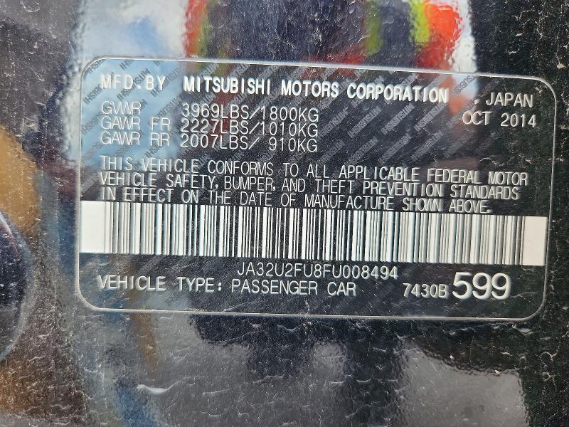 Aukcja sprzedaży 2015 Mitsubishi Lancer, vin: JA32U2FU8FU008494, numer aukcji: 55359336