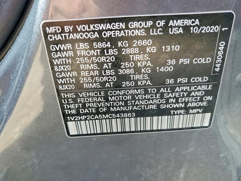 Aukcja sprzedaży 2021 Volkswagen Atlas, vin: 1V2HP2CA5MC543863, numer aukcji: 52581196