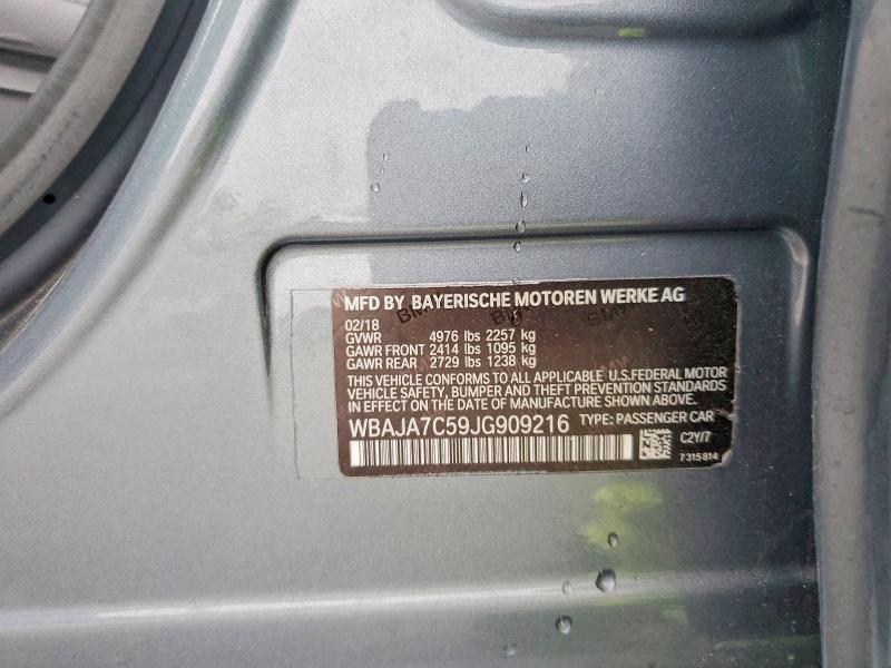 Продаж на аукціоні авто 2018 Bmw 530, vin: WBAJA7C59JG909216, номер лоту: 52540366