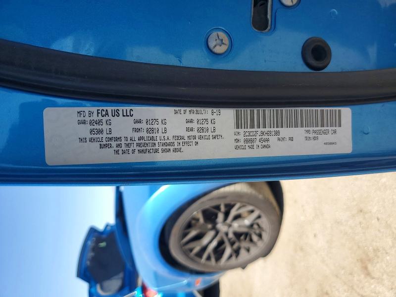 Aukcja sprzedaży 2019 Dodge Challenger, vin: 2C3CDZFJ9KH691389, numer aukcji: 53435796