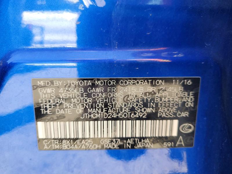Aukcja sprzedaży 2017 Lexus Is, vin: JTHCM1D24H5016492, numer aukcji: 52907066