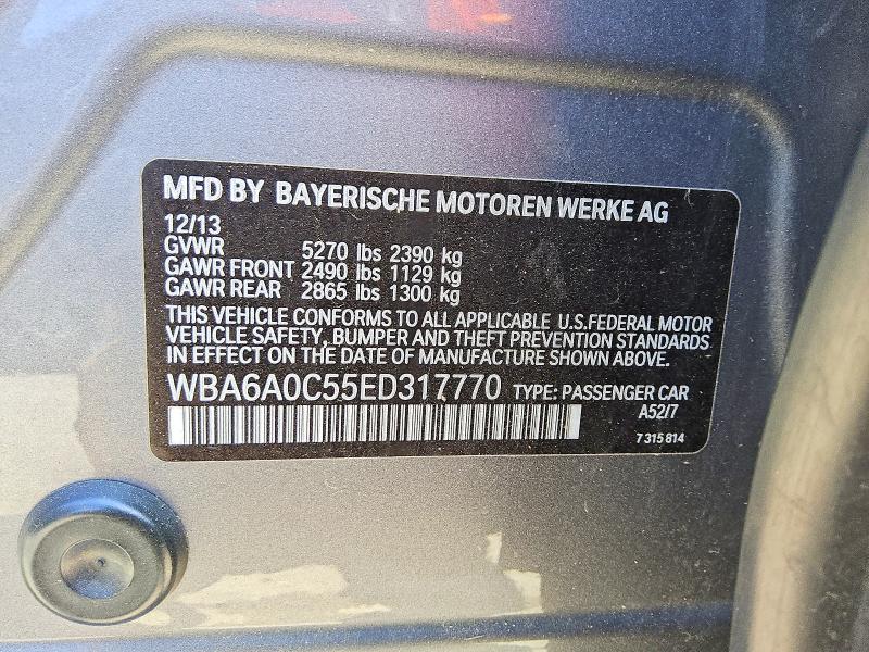 Продажа на аукционе авто 2014 Bmw 640, vin: WBA6A0C55ED317770, номер лота: 53131136