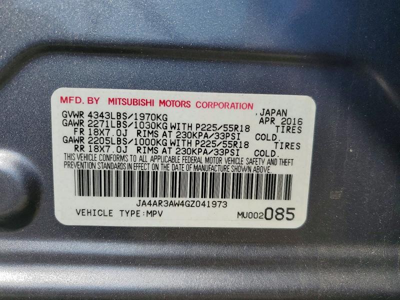 53983566 :رقم المزاد ، JA4AR3AW4GZ041973 vin ، 2016 Mitsubishi Outlander Sport مزاد بيع