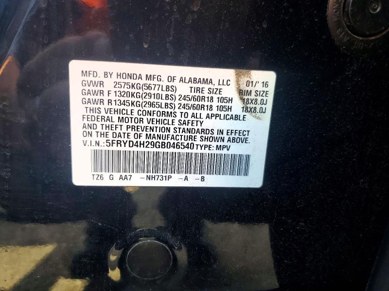 Aukcja sprzedaży 2016 Acura Mdx, vin: 5FRYD4H29GB046540, numer aukcji: 53834946