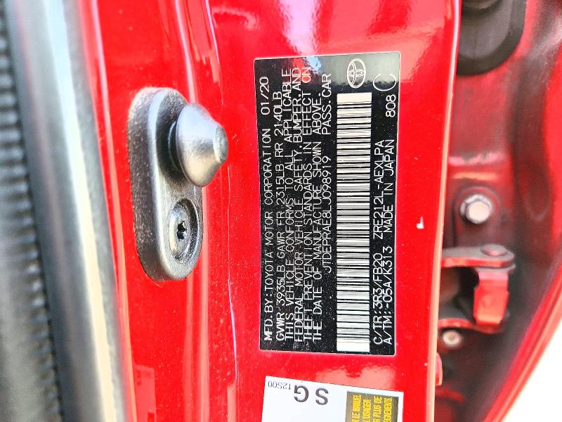 49882486 :رقم المزاد ، JTDEPRAE8LJ098919 vin ، 2020 Toyota Corolla مزاد بيع