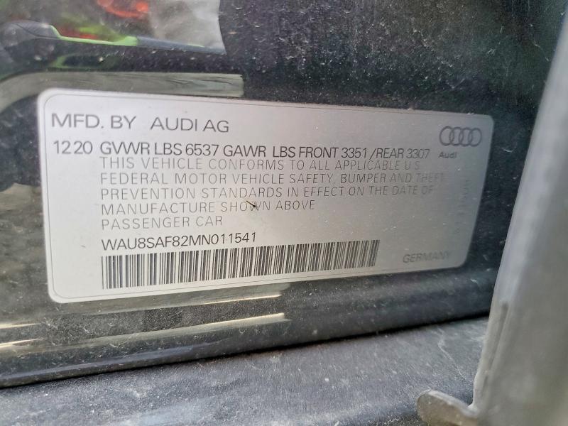 51029096 :رقم المزاد ، WAU8SAF82MN011541 vin ، 2021 Audi S8 مزاد بيع