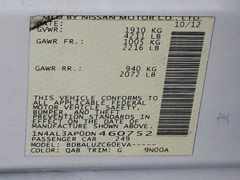 Aukcja sprzedaży 2013 Nissan Altima, vin: 1N4AL3AP0DN460752, numer aukcji: 53936456