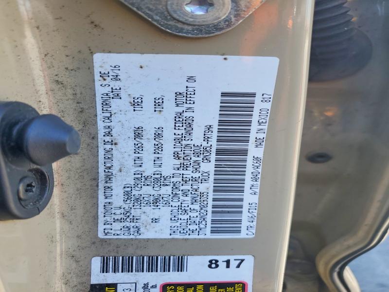 2016 Toyota Tacoma მანქანა იყიდება აუქციონზე, vin: 3TMCZ5AN2GM029355, აუქციონის ნომერი: 53125146