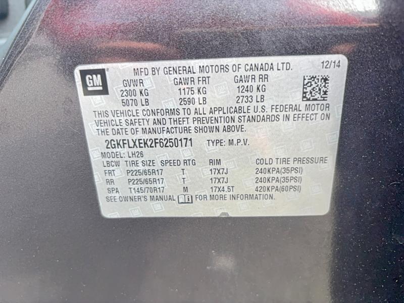 Aukcja sprzedaży 2015 Gmc Terrain, vin: 2GKFLXEK2F6250171, numer aukcji: 55049586