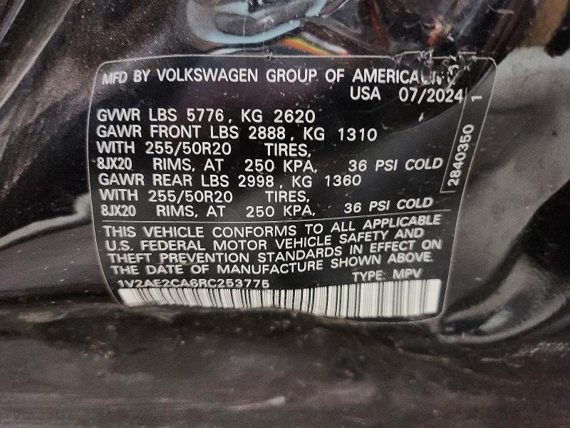 Aukcja sprzedaży 2024 Volkswagen Atlas Cross Sport, vin: 1V2AE2CA6RC253775, numer aukcji: 50599836