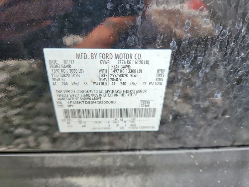 Aukcja sprzedaży 2017 Ford Explorer, vin: 1FM5K7D80HGD50686, numer aukcji: 53592116