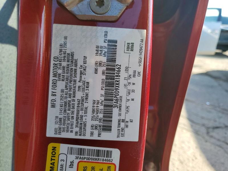 52834356 :رقم المزاد ، 3FA6P0D9XKR184662 vin ، 2019 Ford Fusion مزاد بيع