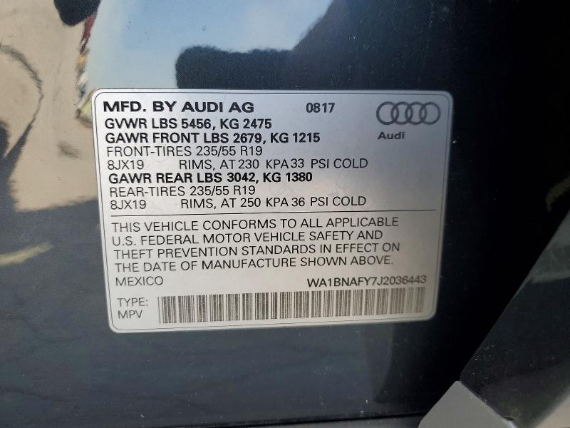 Aukcja sprzedaży 2018 Audi Q5, vin: WA1BNAFY7J2036443, numer aukcji: 52358636