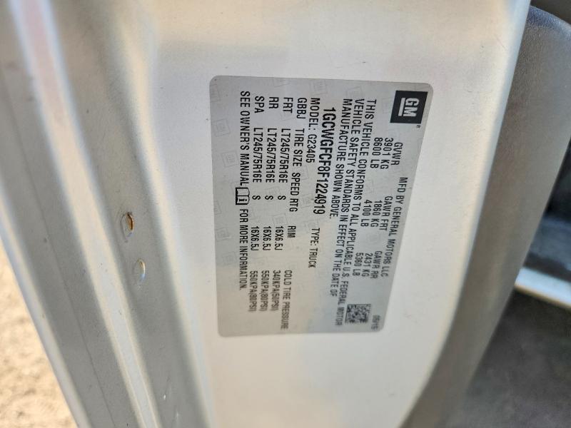 Aukcja sprzedaży 2015 Chevrolet Express G2500, vin: 1GCWGFCF8F1224919, numer aukcji: 55381446