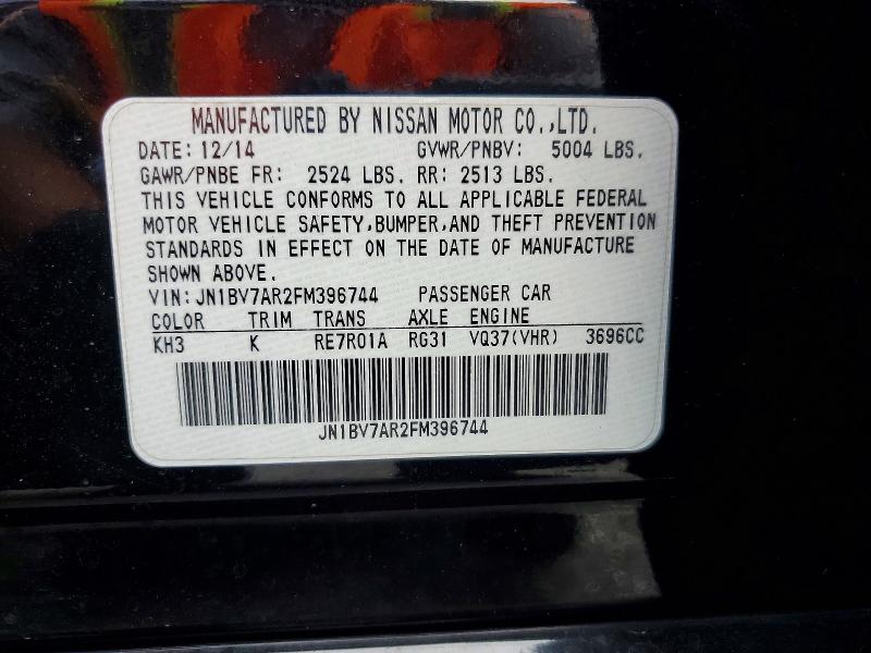 54911336 :رقم المزاد ، JN1BV7AR2FM396744 vin ، 2015 Infiniti Q50 مزاد بيع