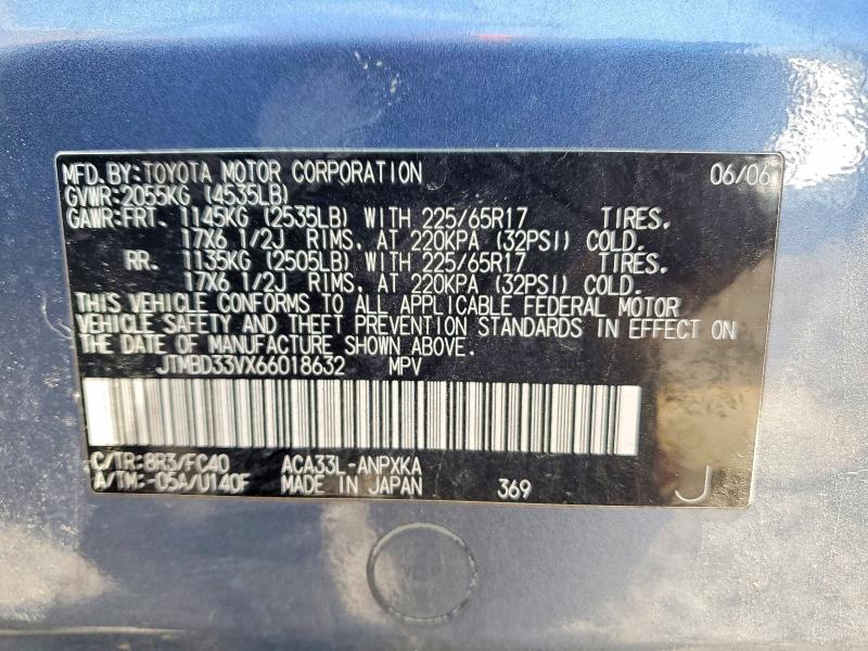 Продаж на аукціоні авто 2006 Toyota Rav4, vin: JTMBD33VX66018632, номер лоту: 53849536