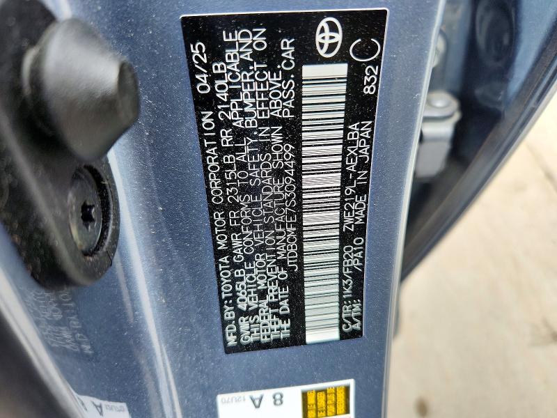 52935586 :رقم المزاد ، JTDBCMFE7S3094499 vin ، 2025 Toyota Corolla Hybrid مزاد بيع
