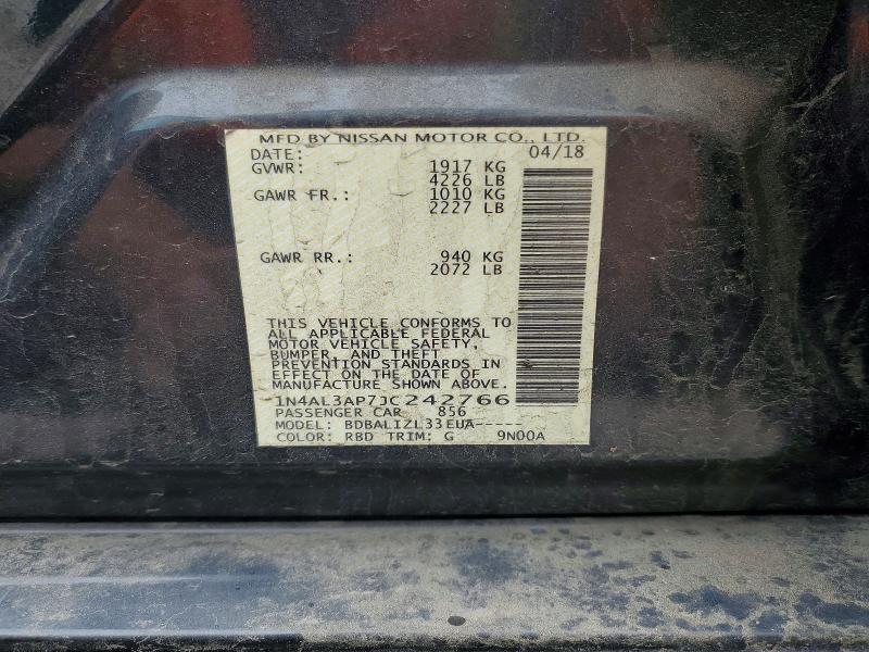 2018 Nissan Altima მანქანა იყიდება აუქციონზე, vin: 1N4AL3AP7JC242766, აუქციონის ნომერი: 53907106