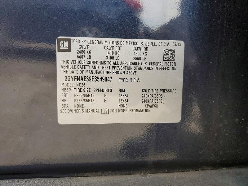 Aukcja sprzedaży 2014 Cadillac Srx, vin: 3GYFNAE39ES549047, numer aukcji: 54772946