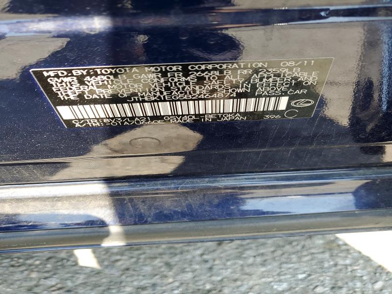 2011 Lexus Es მანქანა იყიდება აუქციონზე, vin: JTHBK1EG5B2464874, აუქციონის ნომერი: 53182796