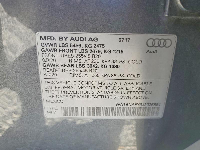Продажа на аукционе авто 2018 Audi Q5, vin: WA1BNAFY9J2026884, номер лота: 53654956