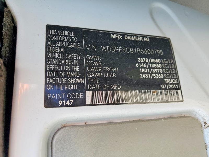 Aukcja sprzedaży 2011 Mercedes Benz Sprinter, vin: WD3PE8CB1B5600795, numer aukcji: 55441816