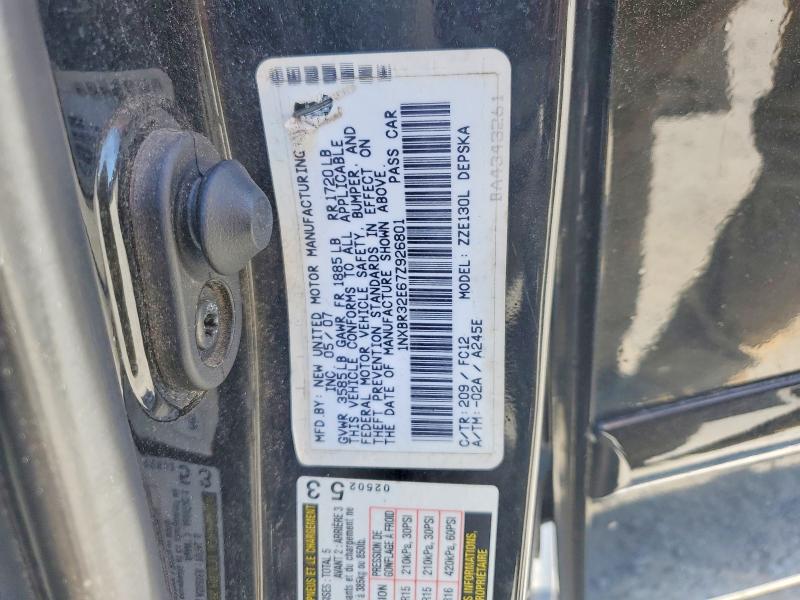 Aukcja sprzedaży 2007 Toyota Corolla, vin: 1NXBR32E67Z926801, numer aukcji: 53273586
