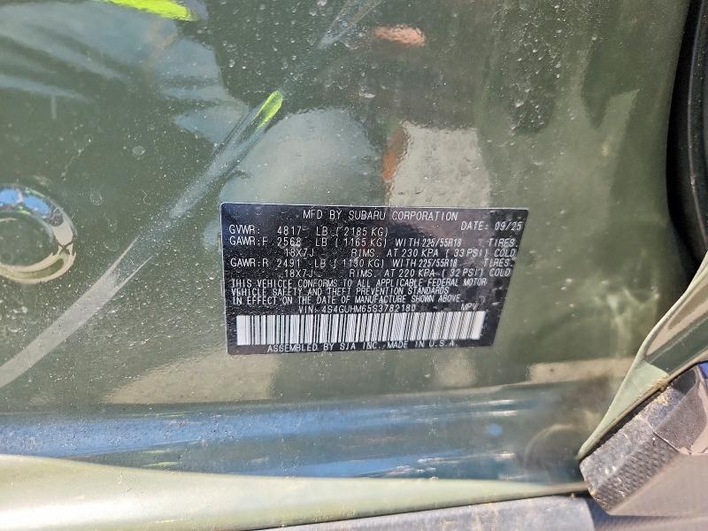 2025 Subaru Crosstrek მანქანა იყიდება აუქციონზე, vin: 4S4GUHM65S3782180, აუქციონის ნომერი: 52049386