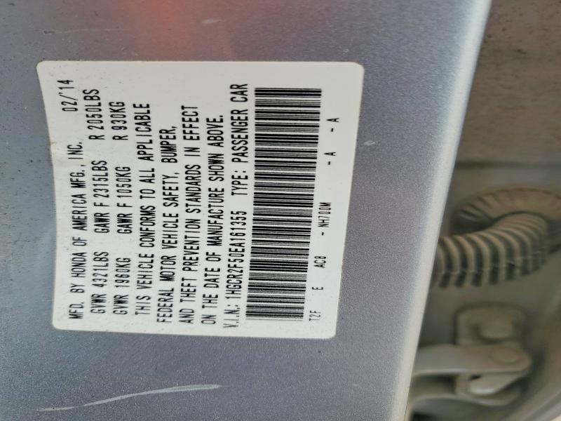 2014 Honda Accord მანქანა იყიდება აუქციონზე, vin: 1HGCR2F50EA161355, აუქციონის ნომერი: 53082586