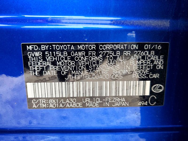 2016 Lexus Gs F მანქანა იყიდება აუქციონზე, vin: JTHBP1BL0GA001055, აუქციონის ნომერი: 53841436