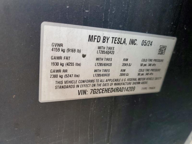 Продажа на аукционе авто 2024 Tesla Cybertruck, vin: 7G2CEHED4RA014209, номер лота: 51329936