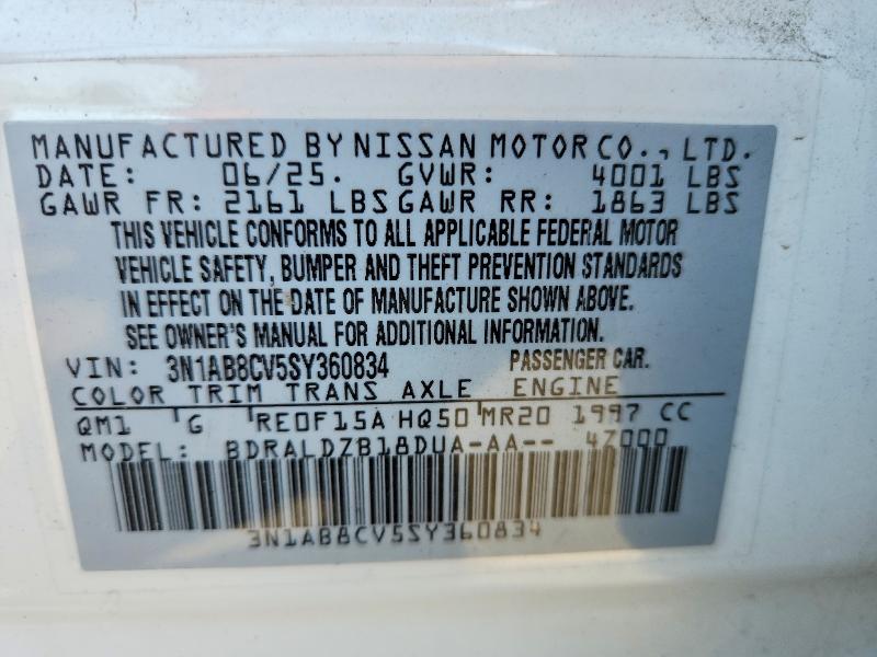 2025 Nissan Sentra მანქანა იყიდება აუქციონზე, vin: 3N1AB8CV5SY360834, აუქციონის ნომერი: 54013716
