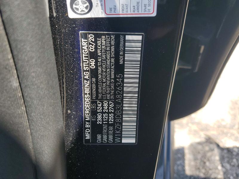 Auction sale of the 2020 Mercedes-benz E, vin: W1KZF8DB3LA826345, lot number: 54200696
