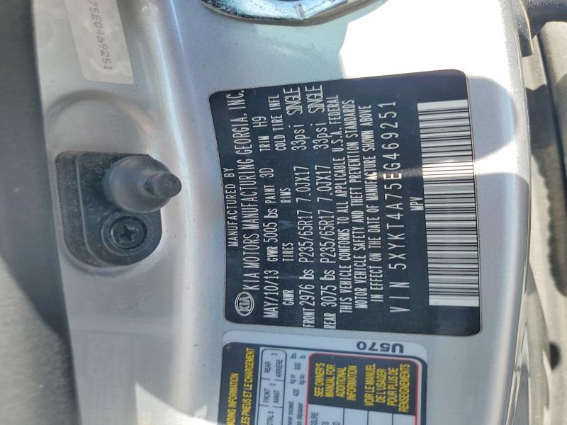 2014 Kia Sorento მანქანა იყიდება აუქციონზე, vin: 5XYKT4A75EG469251, აუქციონის ნომერი: 54473186