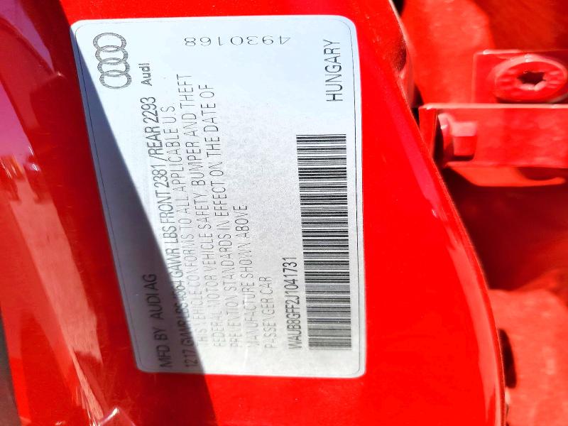 Продаж на аукціоні авто 2018 Audi A3, vin: WAUB8GFF2J1041731, номер лоту: 52360356