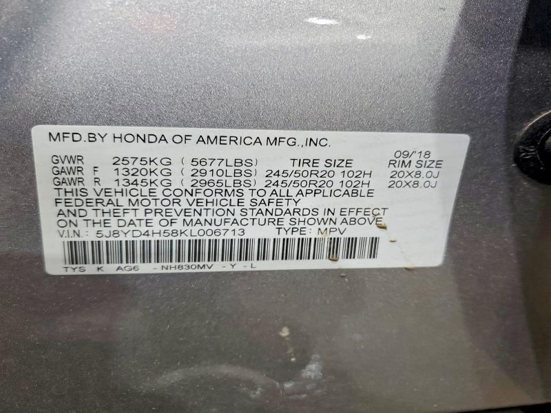 Aukcja sprzedaży 2019 Acura Mdx, vin: 5J8YD4H58KL006713, numer aukcji: 52904546