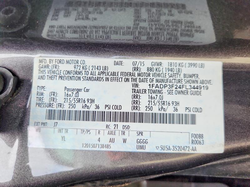 2015 Ford Focus მანქანა იყიდება აუქციონზე, vin: 1FADP3F24FL344919, აუქციონის ნომერი: 54148096