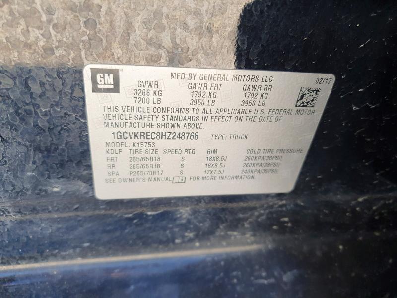 53852676 :رقم المزاد ، 1GCVKREC8HZ248768 vin ، 2017 Chevrolet Silverado مزاد بيع