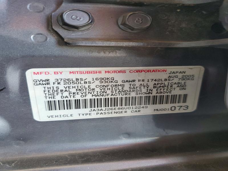 54795486 :رقم المزاد ، JA3AJ26E86U012249 vin ، 2006 Mitsubishi Lancer مزاد بيع