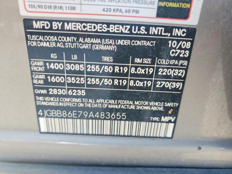 2009 Mercedes-benz Ml მანქანა იყიდება აუქციონზე, vin: 4JGBB86E79A483655, აუქციონის ნომერი: 54994846
