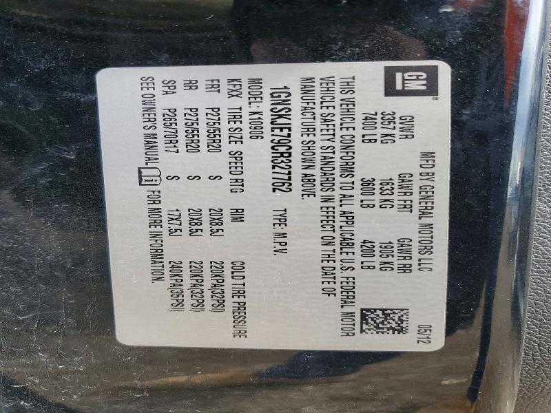 Aukcja sprzedaży 2012 Chevrolet Suburban, vin: 1GNSKJE79CR327762, numer aukcji: 52468166